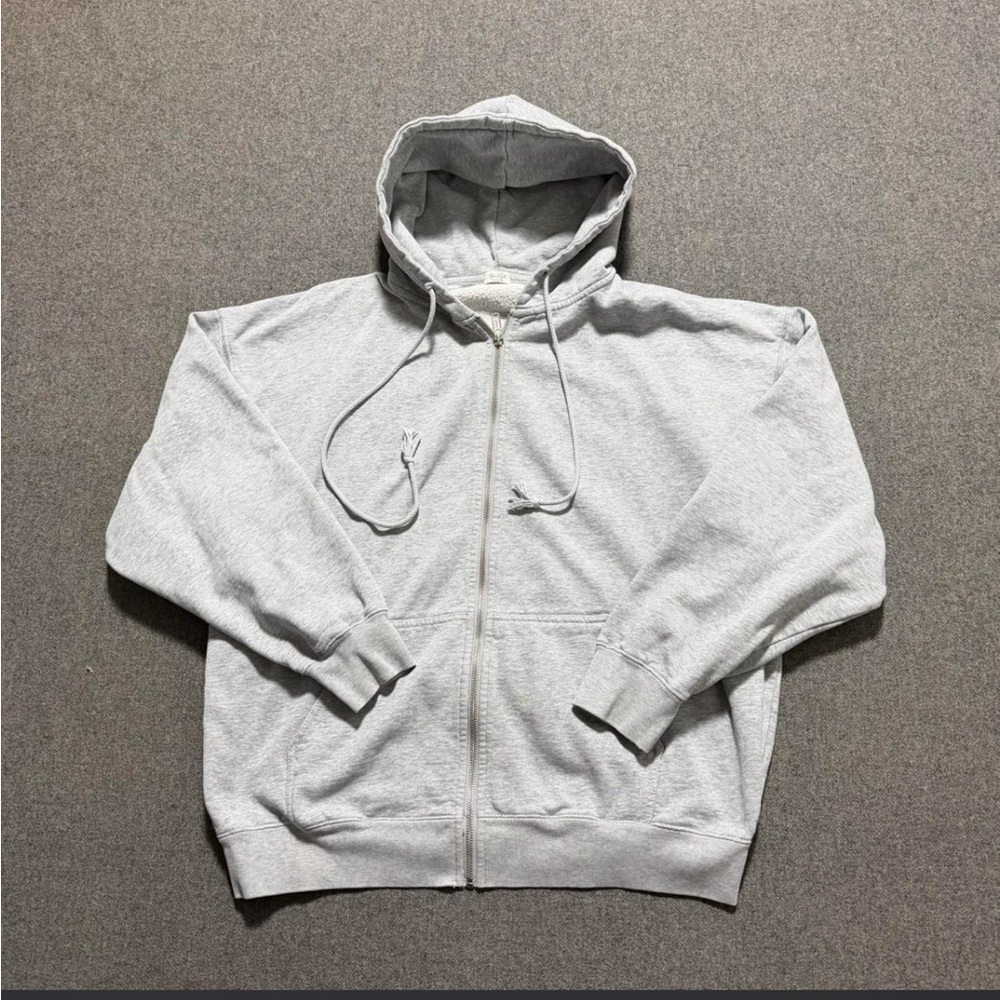 Brandy Melville Light Gray Blank Zipup Hoodie Sweatshirt Womens One Size
